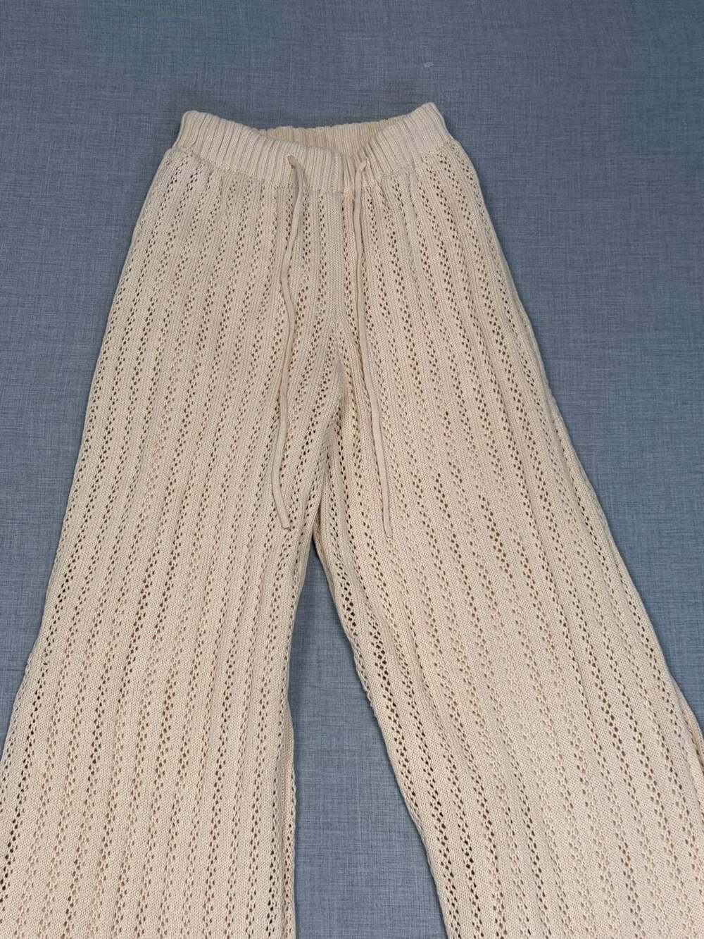 Sabo Skirt Knit Wide-Leg Drawstring Pants in Cream
